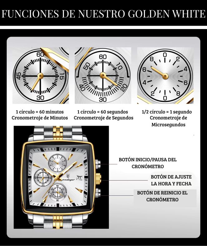 ⌚ RELOJ GOLDEN WHITE DE LUJO – El Poder Se LLeva en la Muñeca💪