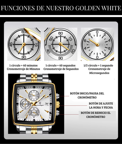 ⌚ RELOJ GOLDEN WHITE DE LUJO – El Poder Se LLeva en la Muñeca💪