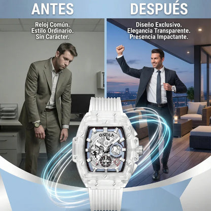 RELOJ ONOLA DE LUJO TRANSPARENTE PREMIUM