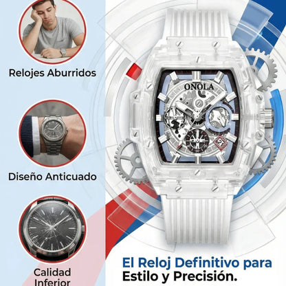 RELOJ ONOLA DE LUJO TRANSPARENTE PREMIUM