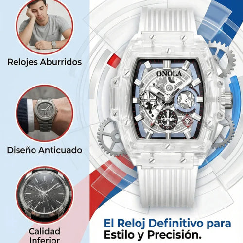 RELOJ ONOLA DE LUJO TRANSPARENTE PREMIUM