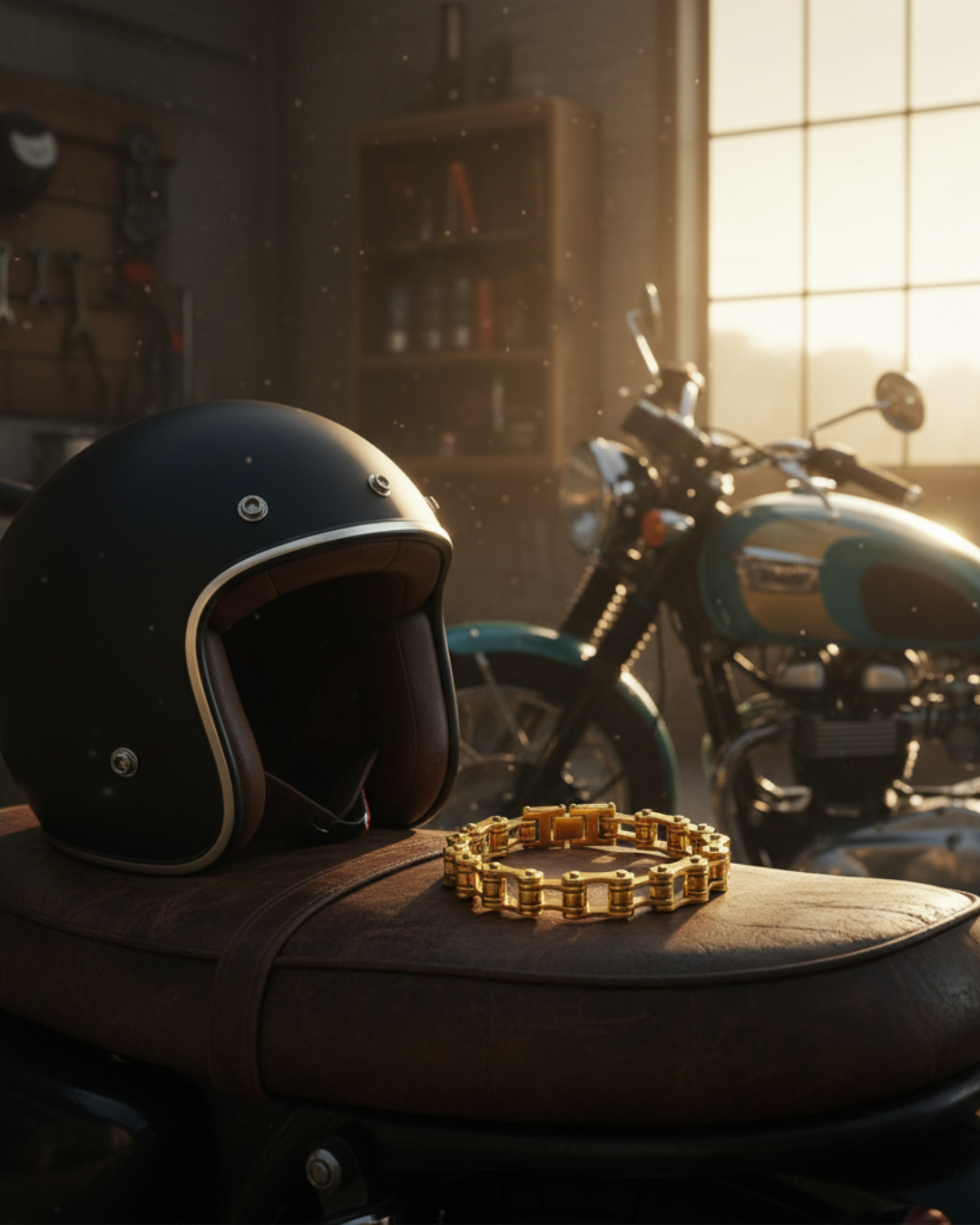 🏍️ PULSERA BIKER GOLDEN