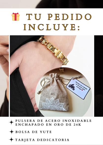 🏍️ PULSERA BIKER GOLDEN
