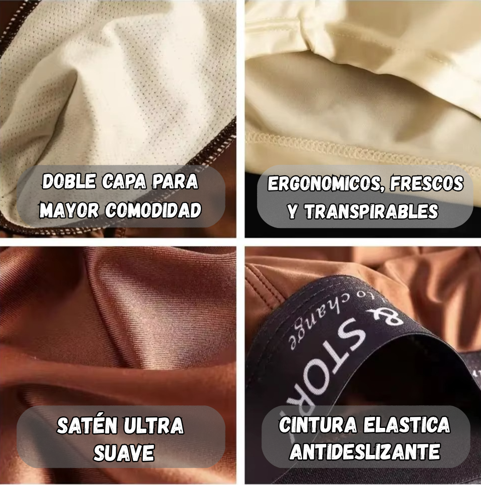 BOXER SATEN DE SEDA DE HIELO(PACK DE 3 UNIDADES)