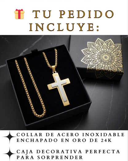 COLLAR CRUZ CON MARCO DORADO