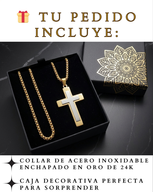 COLLAR CRUZ CON MARCO DORADO