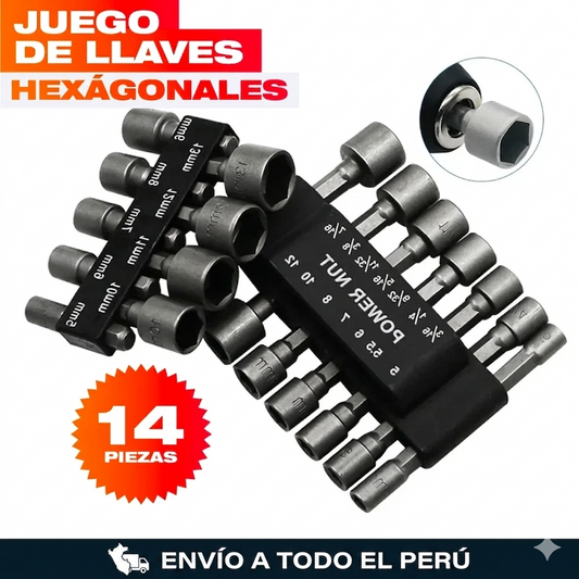 SET BOQUILLAS DE LLAVES HEXAGONALES(14 UNIDADES)
