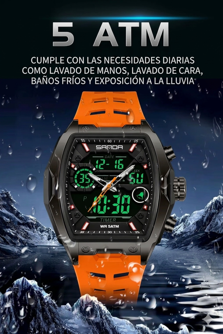 Reloj deportivo analogico y digital - DUAL ORANGE PRO