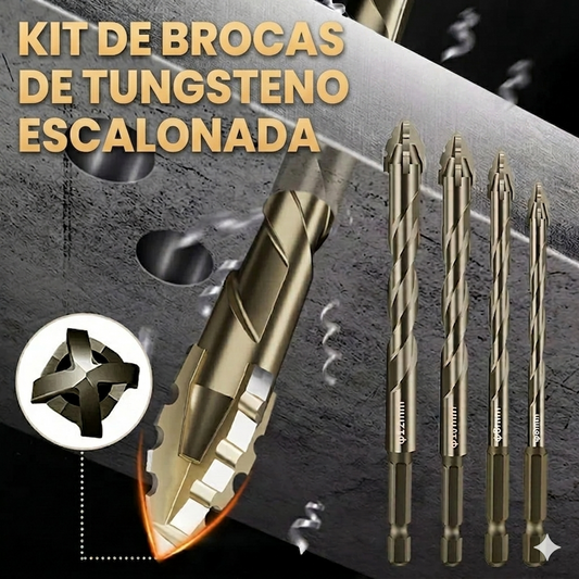 KIT DE BROCAS DE TUNGSTENO ESCALONADAS(PACK DE 4 UNIDADES)