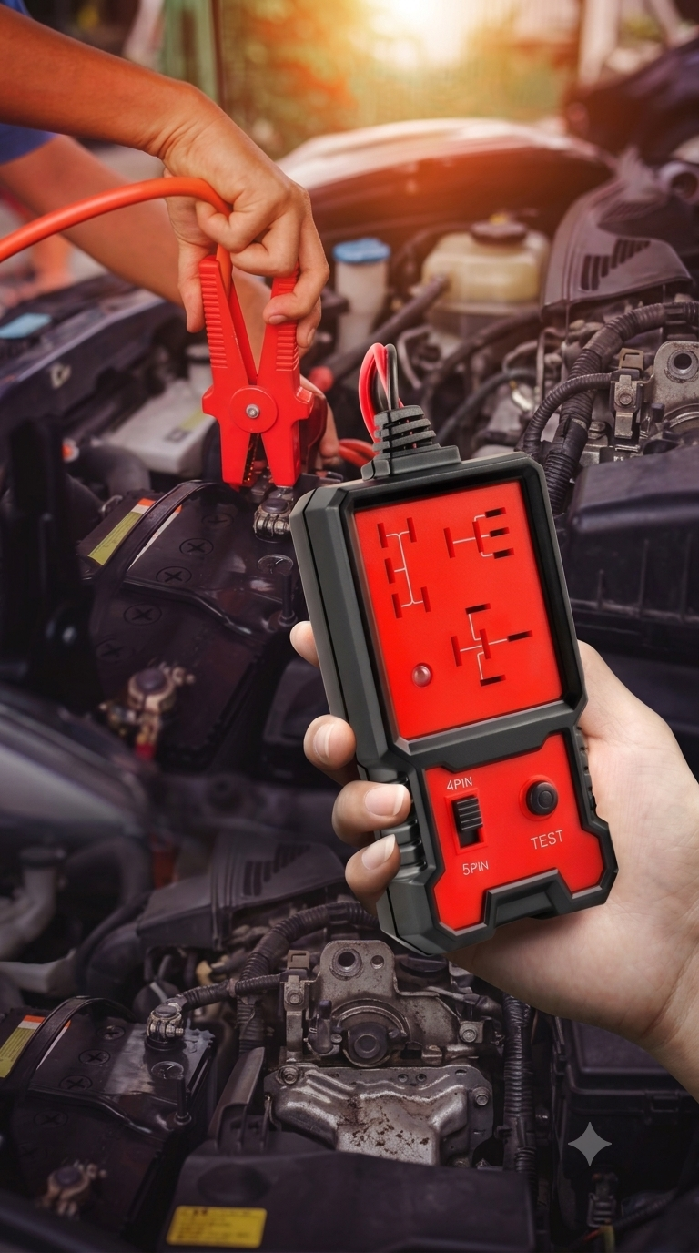 RelayCheck Pro™ – Comprobador Inteligente de Relés Automotrices 12V (4 y 5 pines)