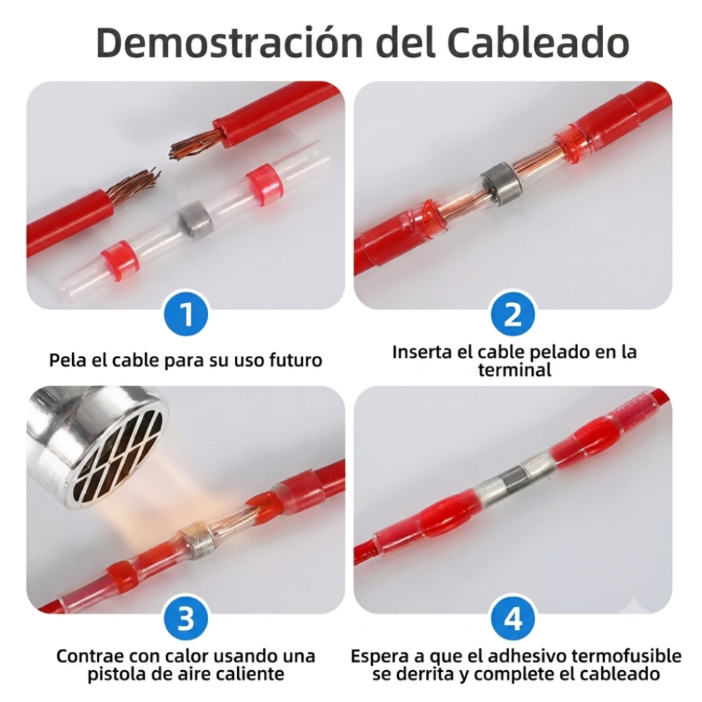 Kit Premium de Terminales Termocontraíbles con Estaño Fundible (100 pcs)