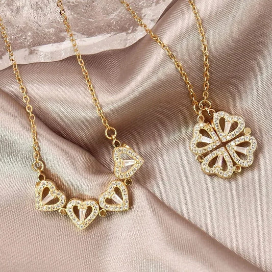 🍀 Collar Trébol de Corazones💖 – Tu amuleto de amor y suerte💫