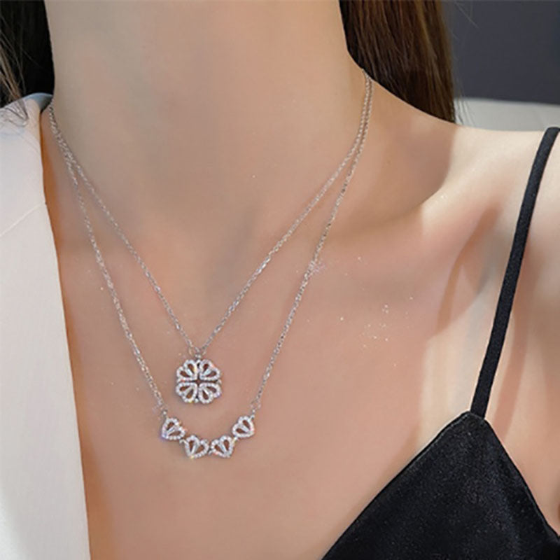 🍀 Collar Trébol de Corazones💖 – Tu amuleto de amor y suerte💫