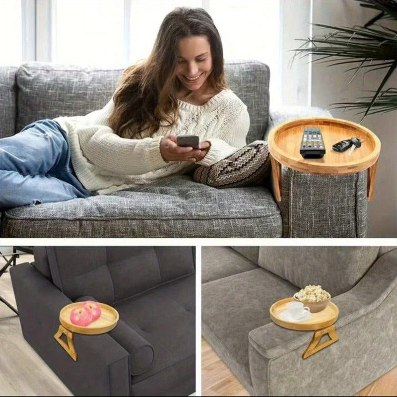 Mesa Auxiliar de Bambú Redonda- Útil, práctica y elegante