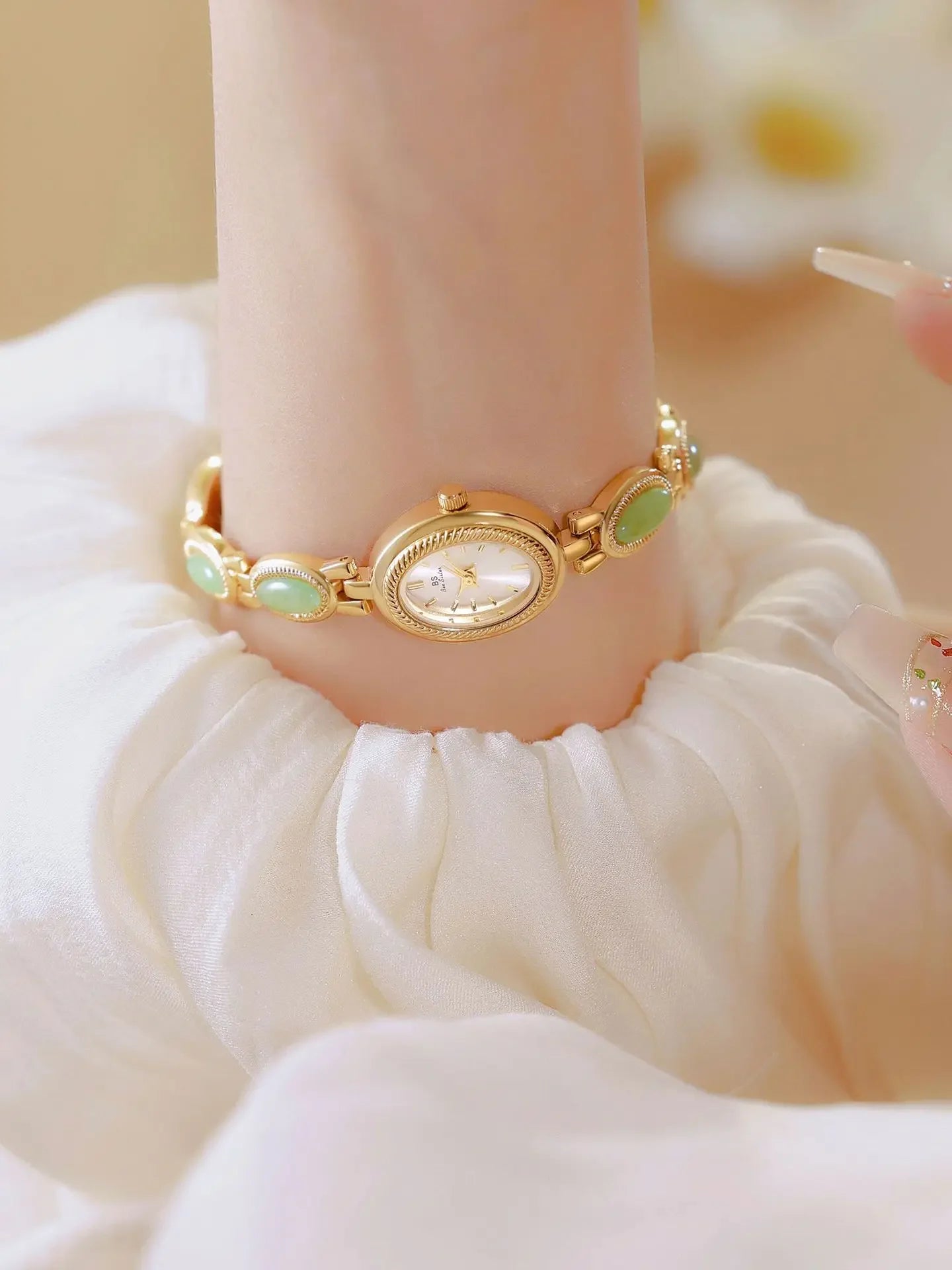 RELOJ DE PIEDRAS DE LUJO DE JADE💚