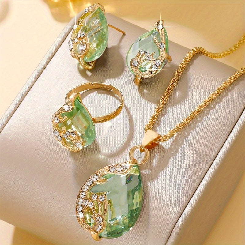 ✨ Set de Joyeria Gota de agua(COLLAR , ANILLO Y PENDIENTES)✨