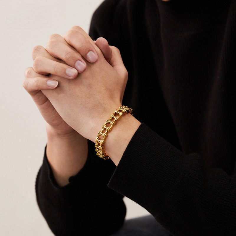 🏍️ PULSERA BIKER GOLDEN