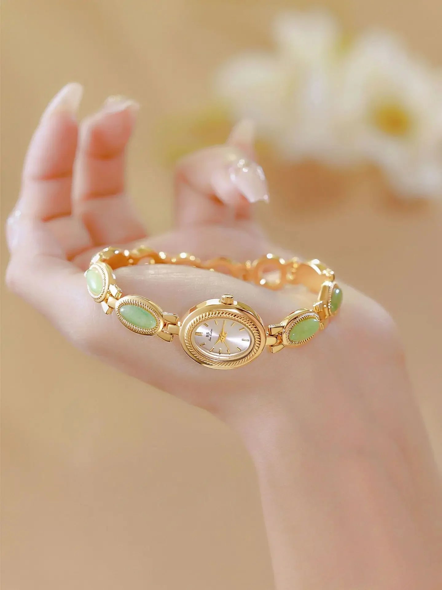 RELOJ DE PIEDRAS DE LUJO DE JADE💚