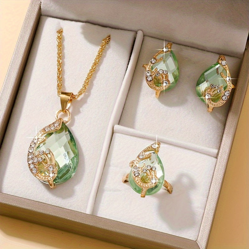 ✨ Set de Joyeria Gota de agua(COLLAR , ANILLO Y PENDIENTES)✨